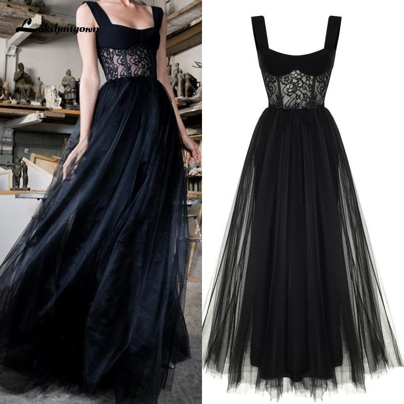 Lakshmigown Custom Made Gothic Black Wedding Dress Sleeveless Floor Length Modest Tulle Black Wedding Gown vestido de novia