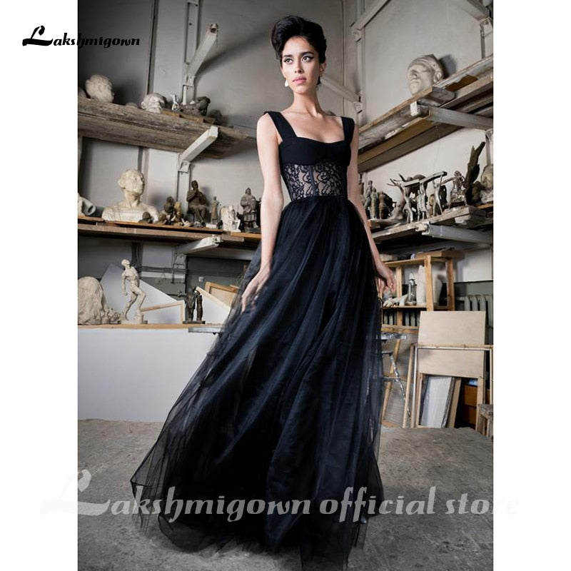 Lakshmigown Custom Made Gothic Black Wedding Dress Sleeveless Floor Length Modest Tulle Black Wedding Gown vestido de novia
