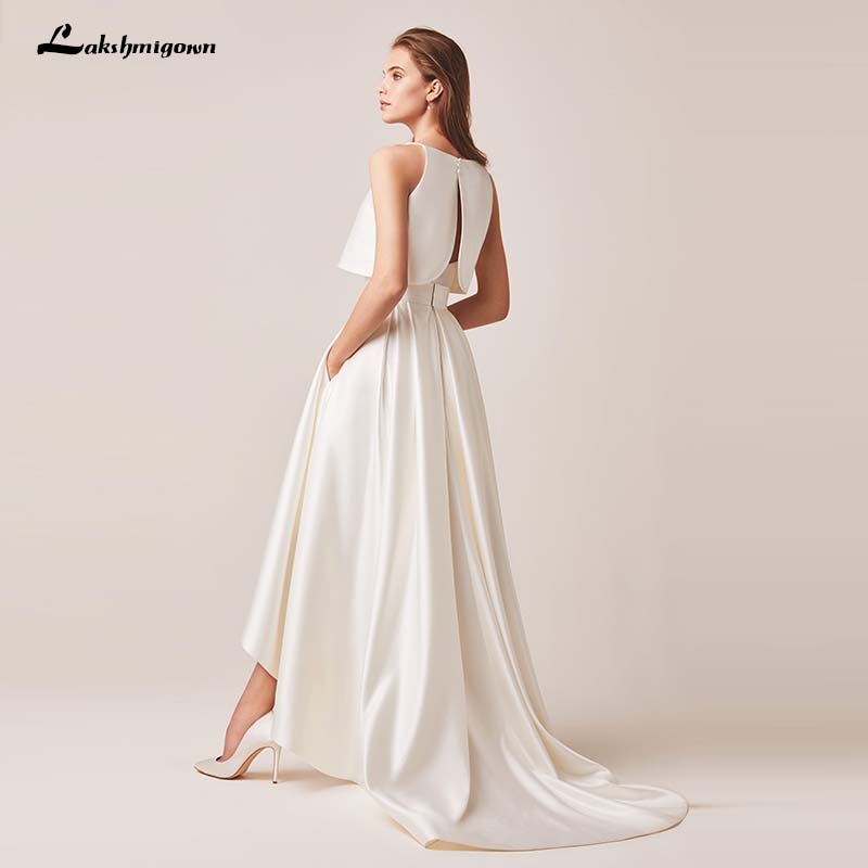 Lakshmigown Ivory Stain High/Low Wedding Dresses with Jacket Floor-Lenth Bridal Gown Party Dresses Vestido De Noiva