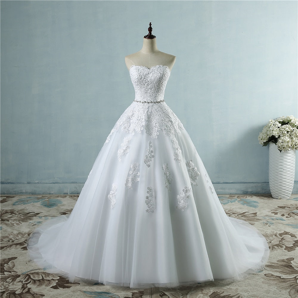 Lace flower Sweetheart White Ivory Fashion Sexy 2021 Wedding Dresses For Brides Plus Size Maxi Size 2-26W