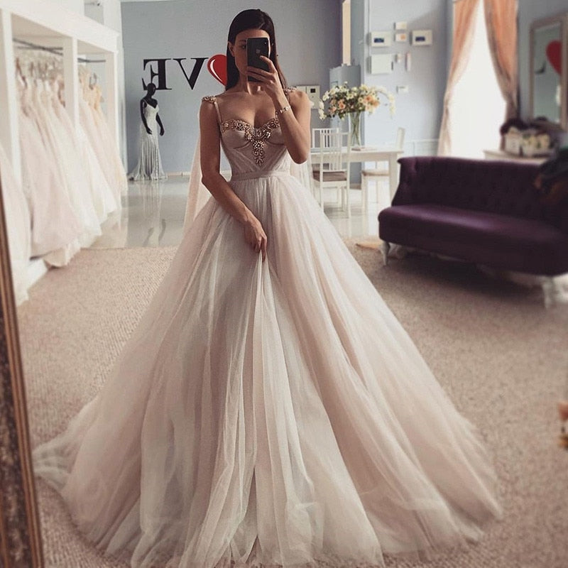 Vestido de noiva Lace And Tulle Bride Wedding Dress 2023 Princess Tube Top  Beading Wedding Gown Custom-made