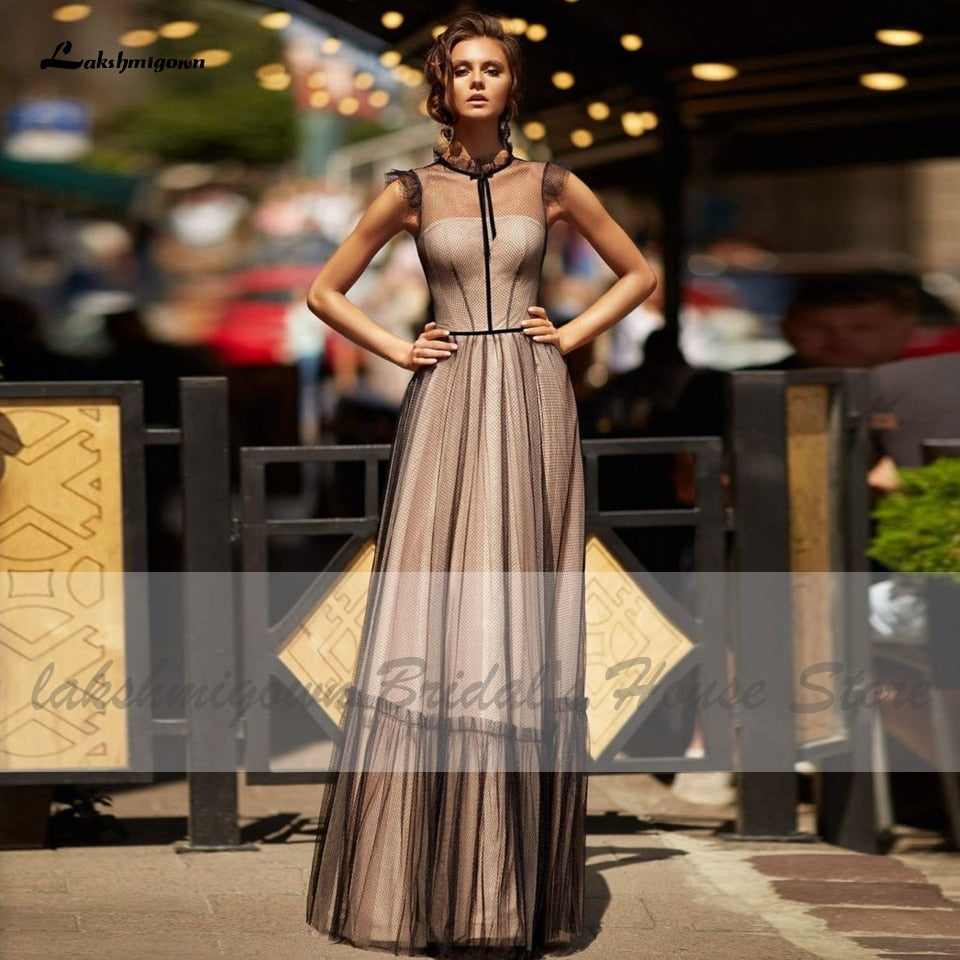 Lakshmigown Simple Black Lace Bidal Wedding Dress 2021 Robe Gothic A Line Wedding Dresses Floor Length Dinner Party Gowns - ROYCEBRIDAL OFFICIAL STORE
