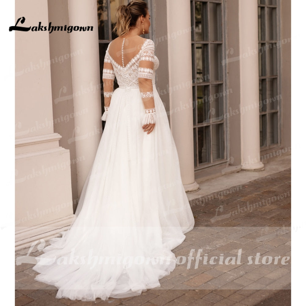 Plus Size Wedding Dress 2021 Vestido Novia Elegant Bridal Tulle Long Beach Wedding Dresses Cap Sleeve Bridal Gown