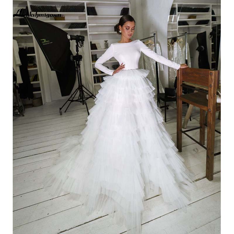 Long Sleeve Sequined Wedding Dress | Arabic Wedding Bridal Dress - Elegant  Crystal - Aliexpress