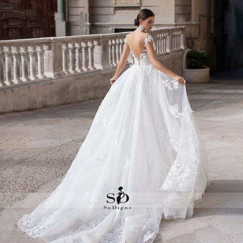 Wedding Dress 2021 Short Sleeves Appliques Mermaid Bridal Dress With D –  ROYCEBRIDAL OFFICIAL STORE