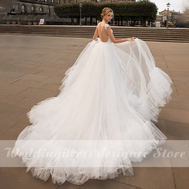 Lakshmigown Bohemian Wedding Dresses 2021 V-Neck Cap Sleeve Beach A-Line Country Bridal Gowns with Detachable vestido de novia - ROYCEBRIDAL OFFICIAL STORE