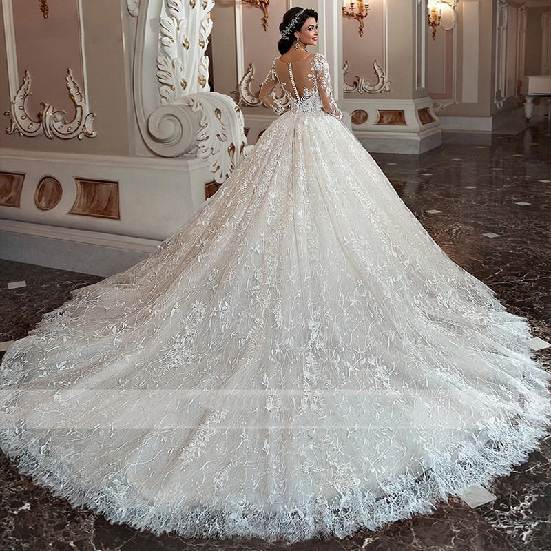 Long Sleeves Lace Wedding Dresses Luxury Bride Gown – ROYCEBRIDAL OFFICIAL  STORE