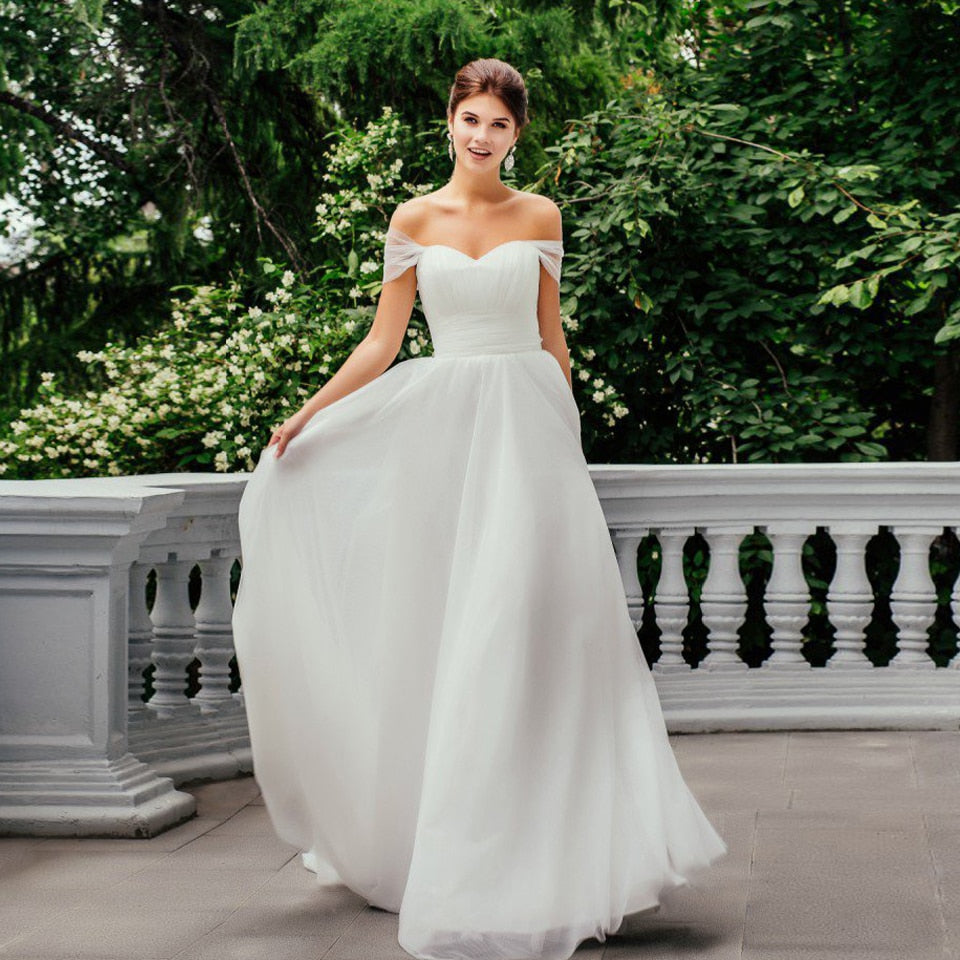 Naya | Simple White Mermaid Boho Wedding Dress | KissProm