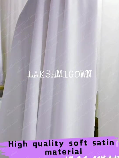 Lakshmigown Simple Short Wedding Dresses Long Sleeves Ankle-Length A-Line Bride Dresses Pleated Wedding Gowns with Pocket - ROYCEBRIDAL OFFICIAL STORE