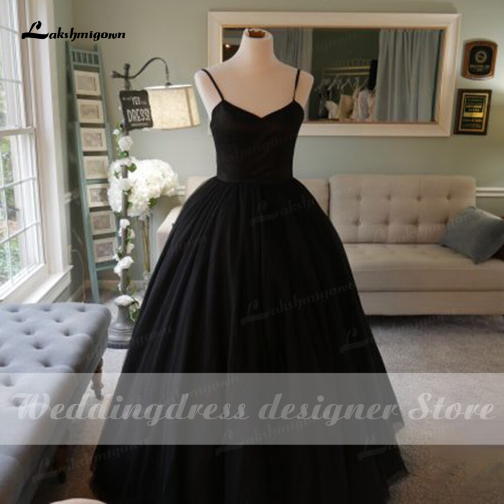 Simple Spaghetti Straps Black Wedding Dresses 2022 Vintage Gothic robe de mariee Handmade Formal Bride Dress Princess Wedding - ROYCEBRIDAL OFFICIAL STORE