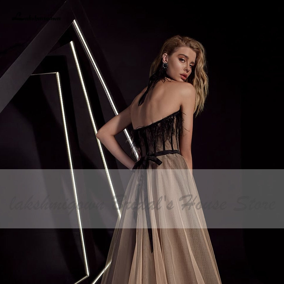 Lakshmigown Robe Gothic Black Sweetheart Wedding Dress 2021 Hochzeit Cute Feather Bridal  Wedding Gown Off the Shoulder - ROYCEBRIDAL OFFICIAL STORE