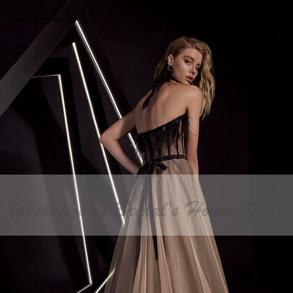 Lakshmigown Robe Gothic Black Sweetheart Wedding Dress 2021 Hochzeit Cute Feather Bridal  Wedding Gown Off the Shoulder - ROYCEBRIDAL OFFICIAL STORE