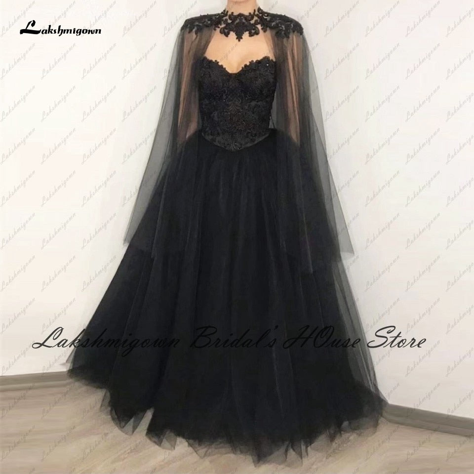 Lakshmigown Gothic Black Wedding Dress Corset Lace up Back 2022 Vestid –  ROYCEBRIDAL OFFICIAL STORE