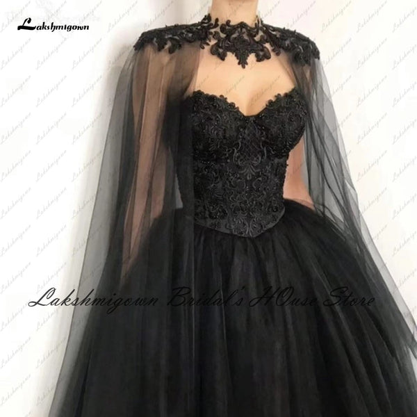 Lakshmigown Gothic Black Wedding Dress Corset Lace up Back 2022 Vestid ...
