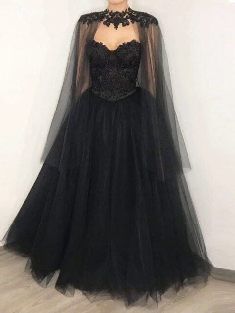 Lakshmigown Gothic Black Wedding Dress Corset Lace up Back 2022 Vestid ...