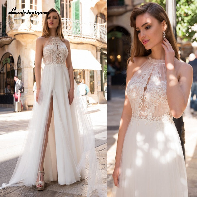 Lakshmigown Boho Wedding Dresses Sexy Off The Shoulder Vestido de Bodas Lace Bodice Elegant Bridal Backless Wedding Gown - ROYCEBRIDAL OFFICIAL STORE