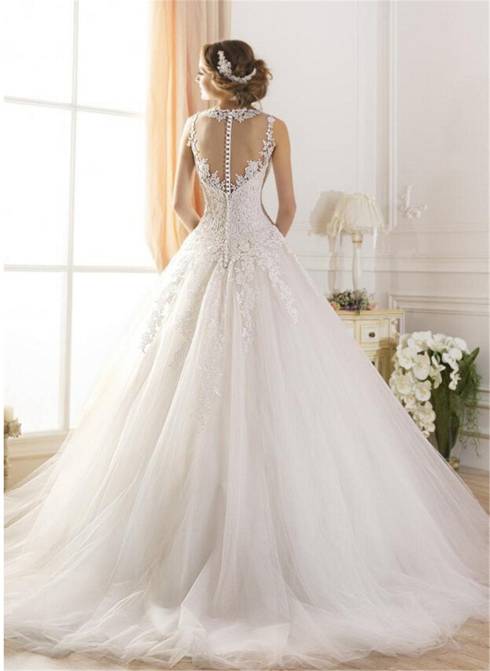 Vestido de noiva Lace And Tulle Bride Wedding Dress 2023 Princess Tube Top  Beading Wedding Gown Custom-made