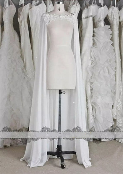 White ivory Wedding Wraps Chiffon Bride Jacket Bridal Cloak Dress's Cape Appliques Hot Sale manto Women Wedding Accessory - ROYCEBRIDAL OFFICIAL STORE