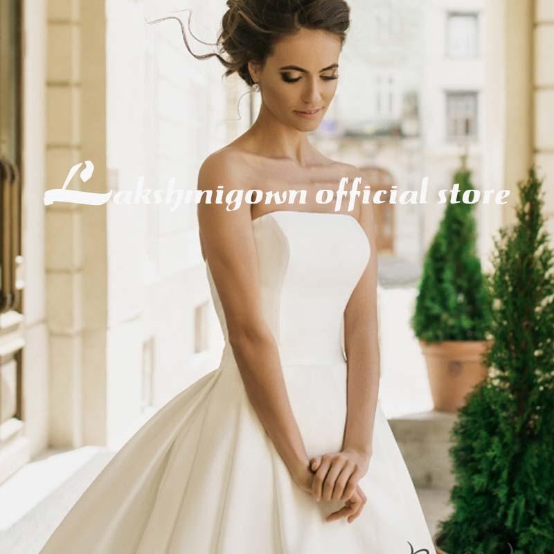Romantic Lace Wedding Dresses V neck A Line High Slit