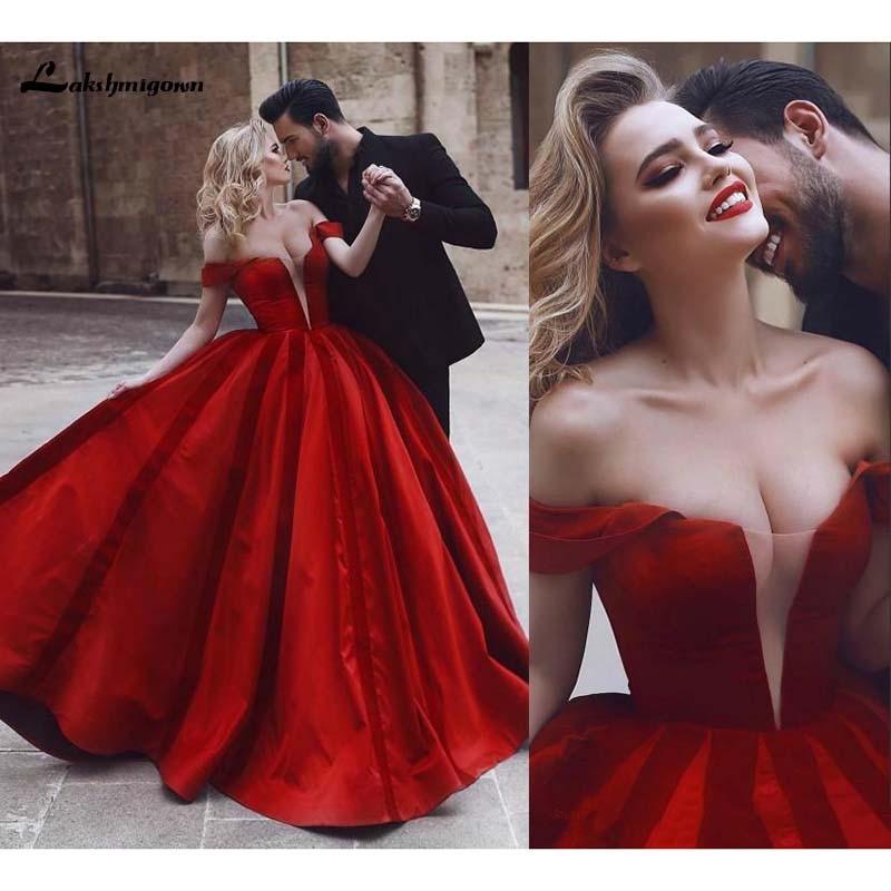 Romantic Off Shoulder Red Sexy Wedding Dresses