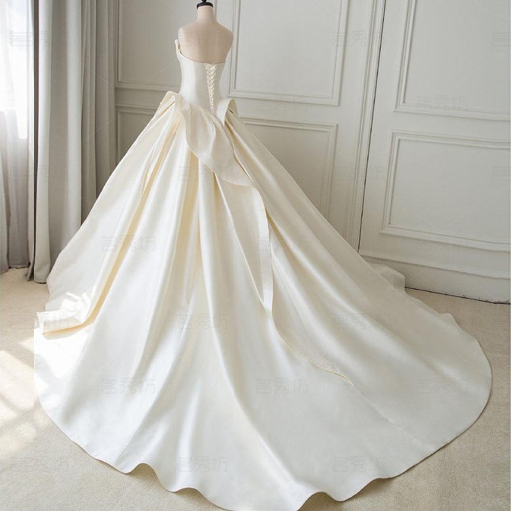 Satin Ball Gown Wedding Dress With Pleat Simple Bridal Gowns