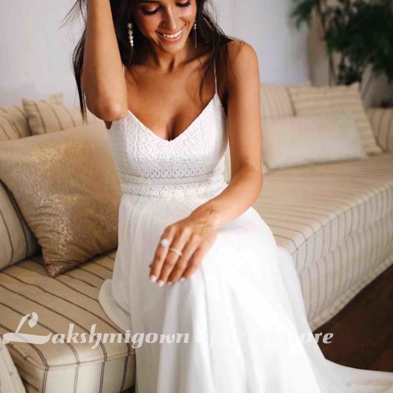 Sexy Summer Wedding Dress Lace Appliqued
