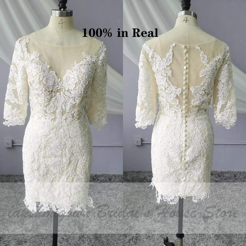 Short Wedding Dress Vintage Lace Bridal Gown Beach Wedding Dresses
