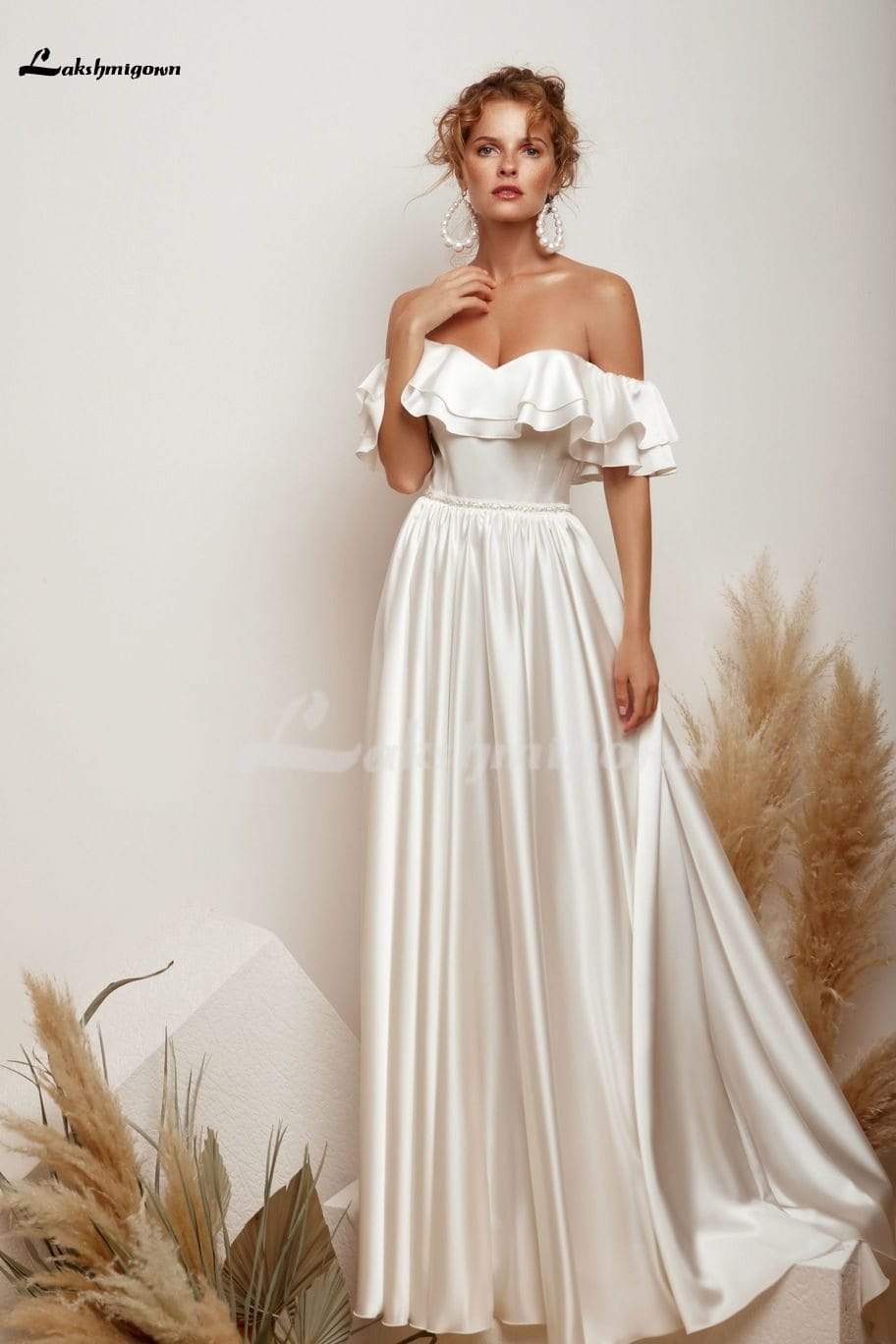 Silk A-Line Wedding Dress Elegant