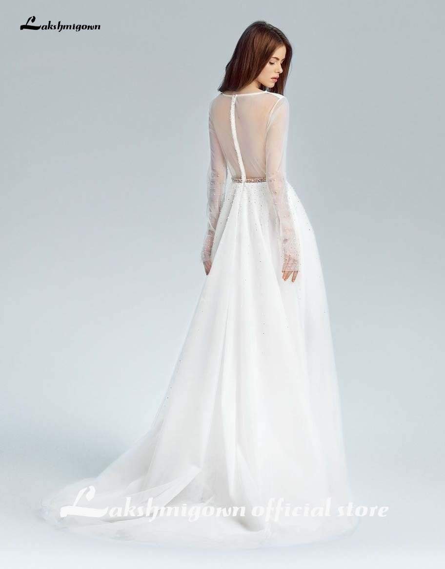 Simple A-line Modest Wedding Dresses With Long Sleeves