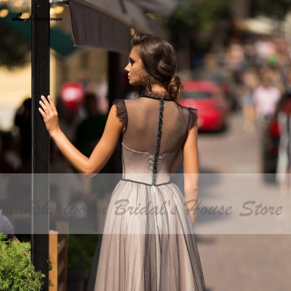 Simple Black Lace Bidal Wedding Dress A Line