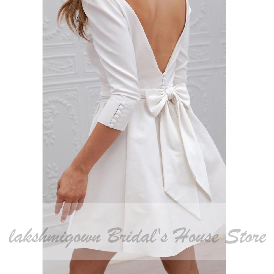 Simple Short Beach Wedding Dress with Sleeves