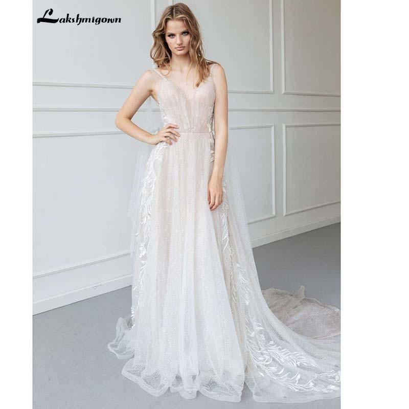 Simple Wedding Dress Spaghetti Straps Floor Length Lace