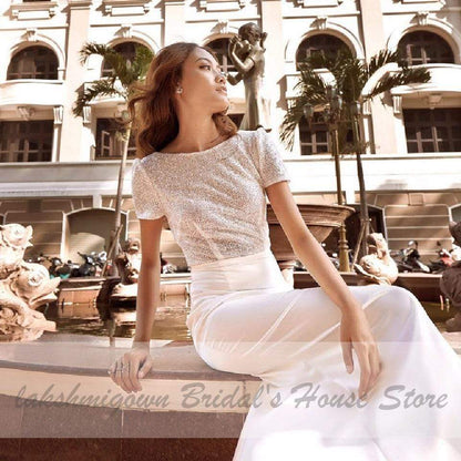 Sparkly Mermaid Wedding Dress With Detachable Train - ROYCEBRIDAL OFFICIAL STORE