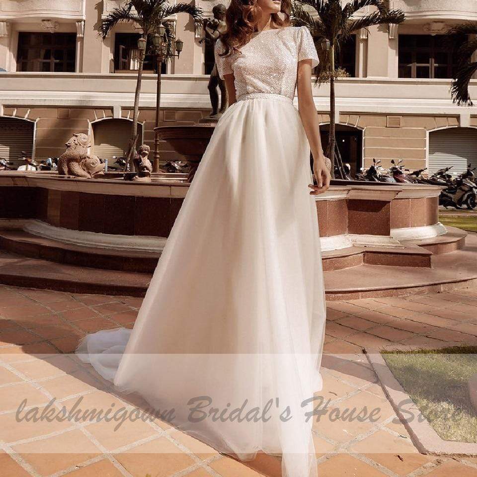 Sparkly Mermaid Wedding Dress With Detachable Train - ROYCEBRIDAL OFFICIAL STORE