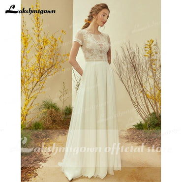 Sukienka Na Wesele Ivory Beach Bridal Gowns Sexy Backless Appliques Wedding Dresses Plus Size Robe Mariee Lakshmigown - ROYCEBRIDAL OFFICIAL STORE