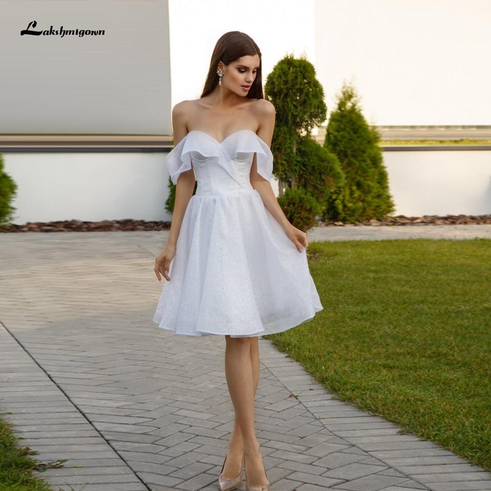 Tulle Short Wedding Dress Off the Shoulder Sexy White