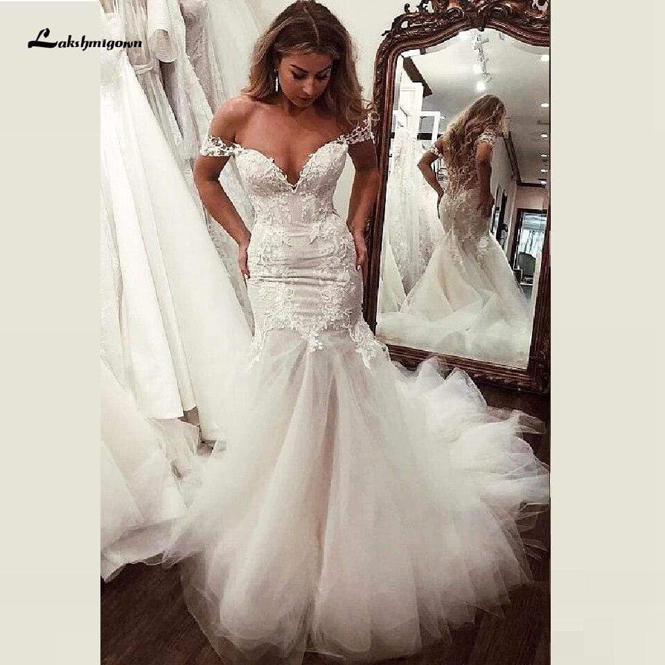 Tulle with Illusion Lace Bodice Sexy Mermaid Wedding Dresses