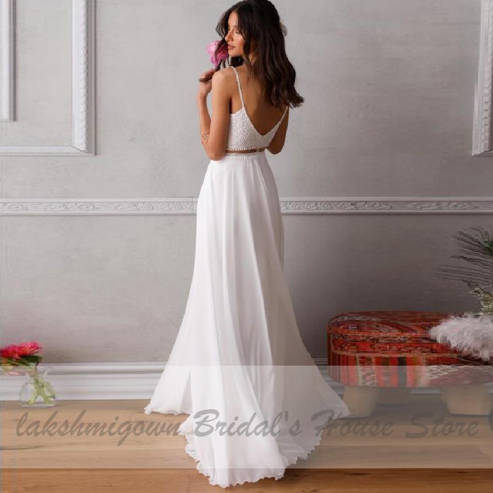 Two Piece Wedding Dress Lace Beach Off the Shoulder