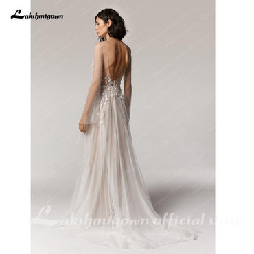 Vintage Lace Long Sleeve Bridal Dress Sexy Appliques - ROYCEBRIDAL OFFICIAL STORE