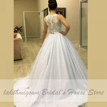 Vintage Lace Sleeveless Bridal Gown Wedding Dresses - ROYCEBRIDAL OFFICIAL STORE