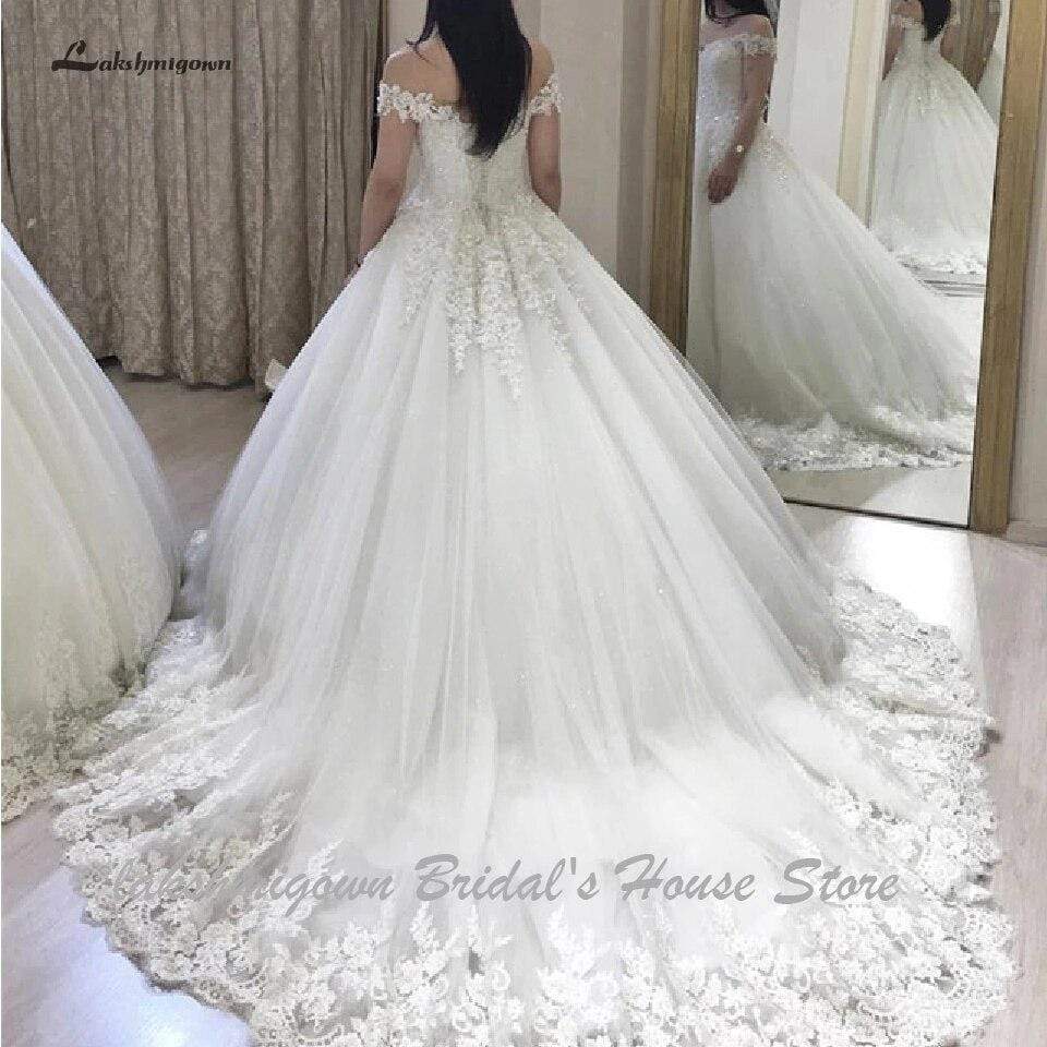 Vintage Lace Tulle Wedding Gown Lace Up Back Off The Shoulder - ROYCEBRIDAL OFFICIAL STORE