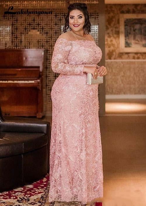 Vintage Pink Lace Mother of the Bride Dresses Prom Party Gown