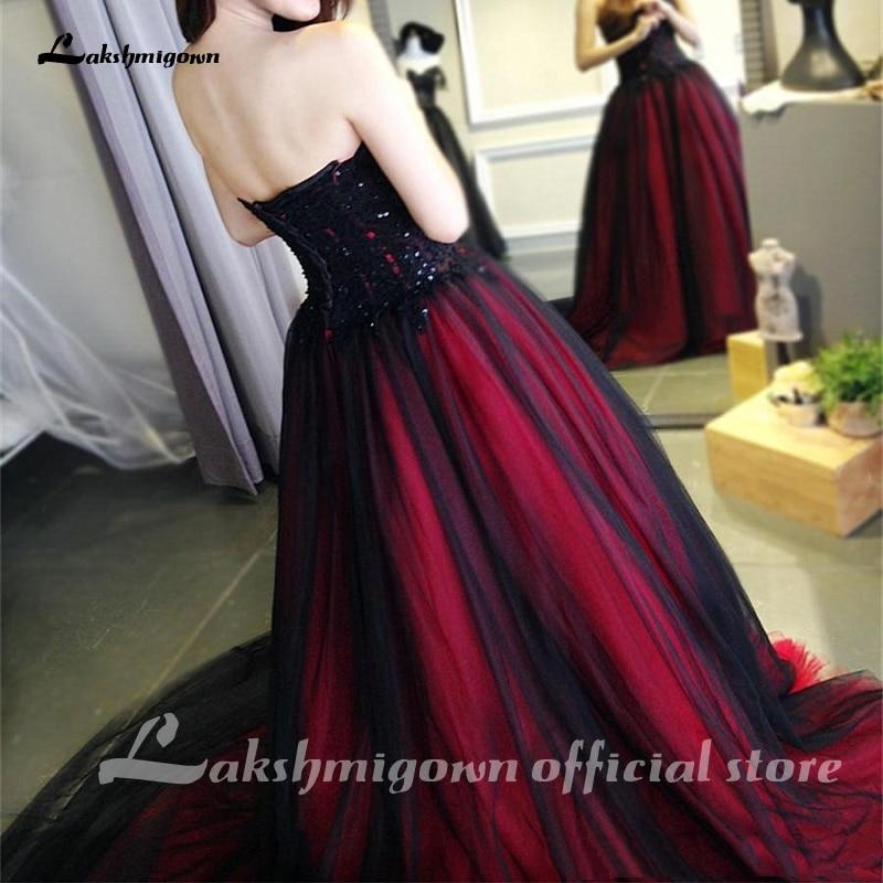 wedding dress black and red Sweetheart Beading Lace Up