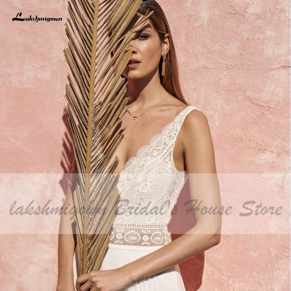 Wedding Dress for Women Summer Sexy V-Neck Lace - ROYCEBRIDAL OFFICIAL STORE