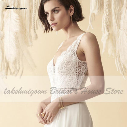Wedding Dress for Women Summer Sexy V-Neck Lace - ROYCEBRIDAL OFFICIAL STORE