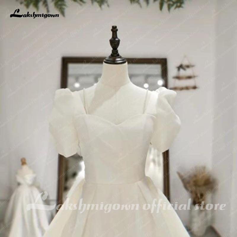 Wedding Dress Puffy Short Sleeve Bride Dress Beach Princess - ROYCEBRIDAL OFFICIAL STORE