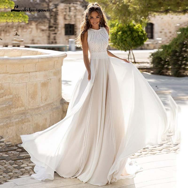 Wedding Dresses Sleeveless Sexy Backless Plus Size Beach Bridal Gown - ROYCEBRIDAL OFFICIAL STORE