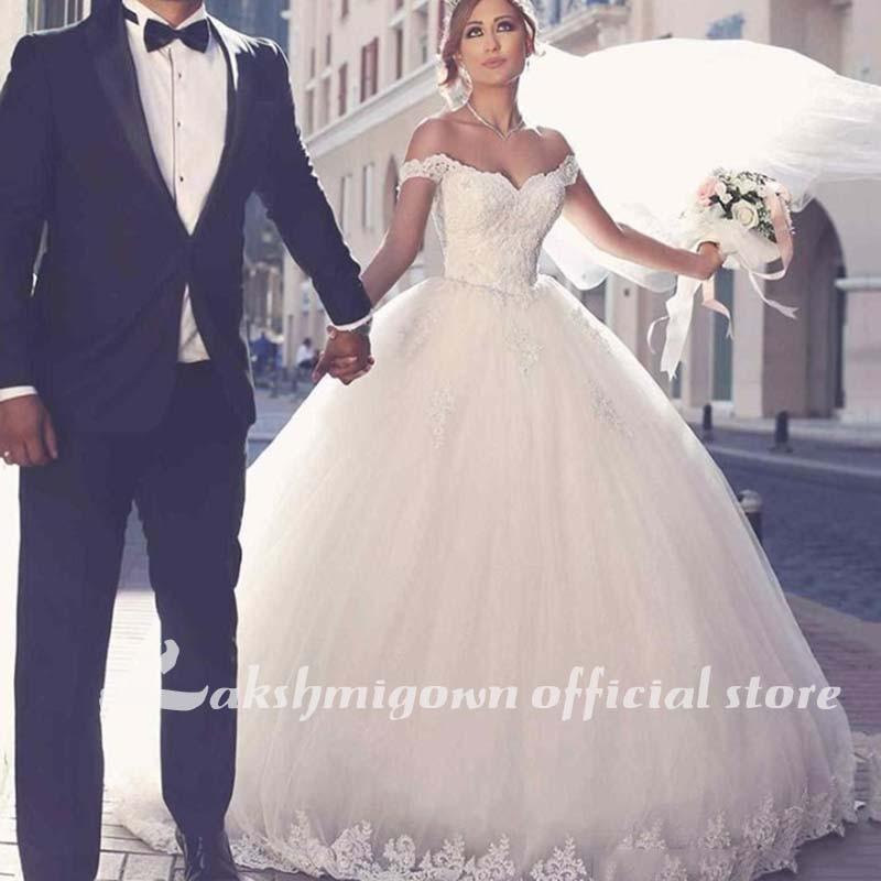 Wedding Dresses with Lace Sweep Train Ball Gown