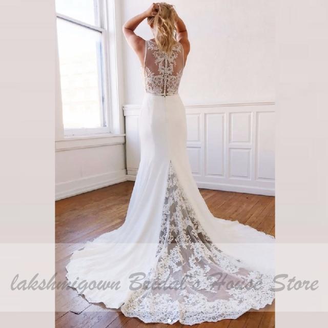 Vintage Lace Mermaid Wedding Dress Elegant Chiffon Long - ROYCEBRIDAL OFFICIAL STORE