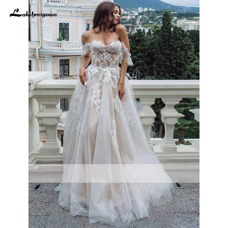 White Long Sleeves Lace Detail A-line Wedding Dresses